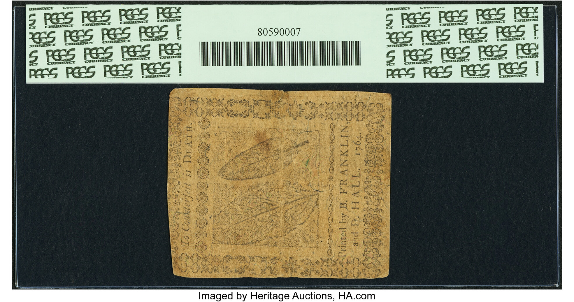 image for: Pennsylvania June 18, 1764 5 Shillings George Clymer Signature Fr. PA-123. PCGS Very Fine 30 Apparent....