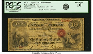 image for: Kansas City, MO - $10 Original Fr. 414 The Commercial NB Ch. # 1995 PCGS Very Good 10....