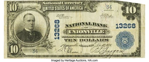 image for: Unionville, MO - $10 1902 Plain Back Fr. 637 NB of Unionville Ch. # 13268 PCGS Very Fine 20 Apparent....