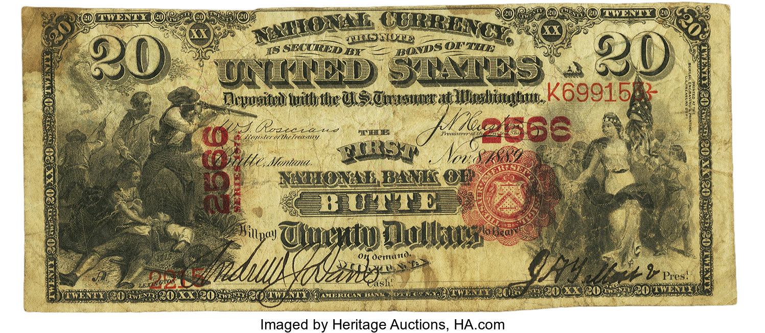 image for: Butte, MT - $20 1875 Fr. 437 The First NB Ch. # 2566  PCGS Very Fine 25 Apparent....
