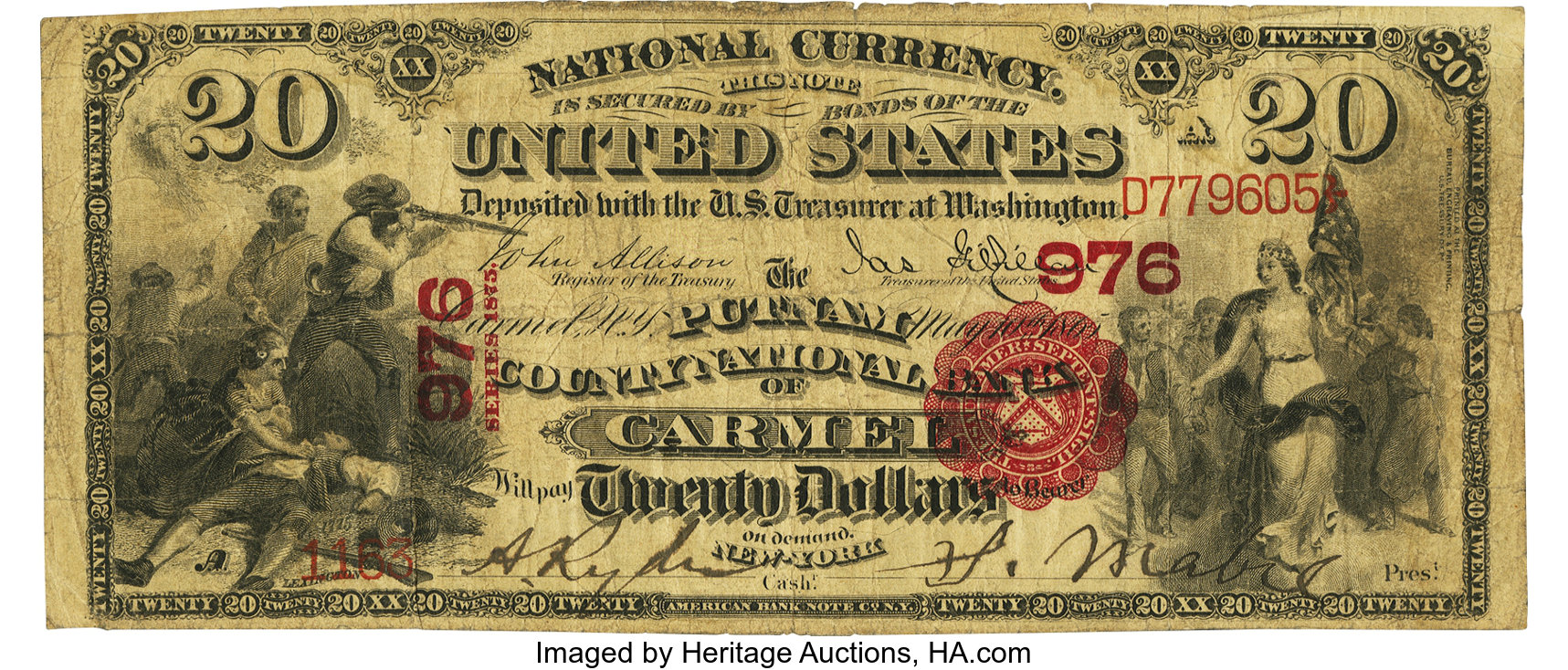 image for: Carmel, NY - $20 1875 Fr. 433 The Putnam County NB Ch. # 976 PCGS  Fine 15 Apparent....