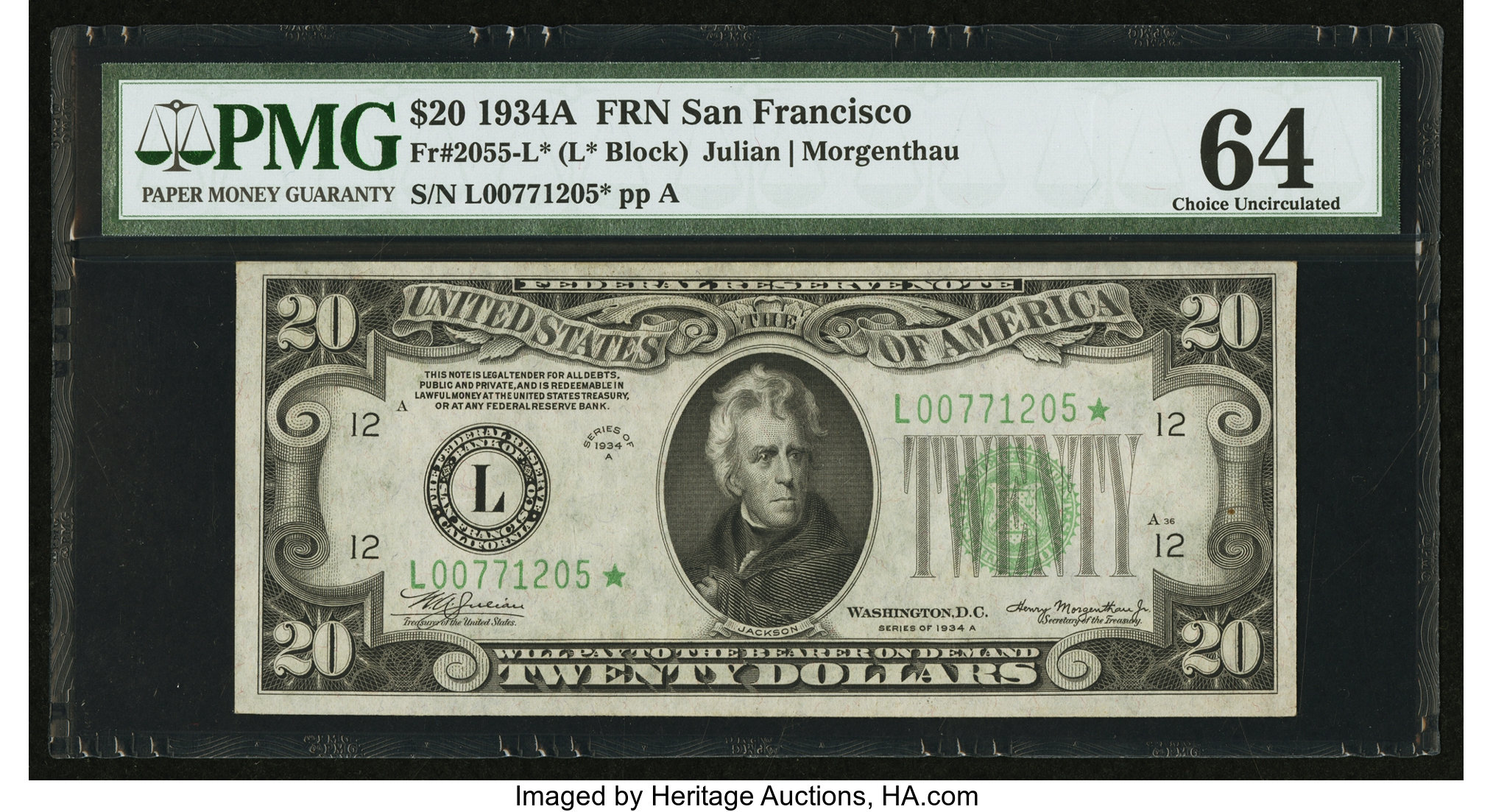 1934A $20 San Francisco, Star Replacement (Fr. 2055L*)