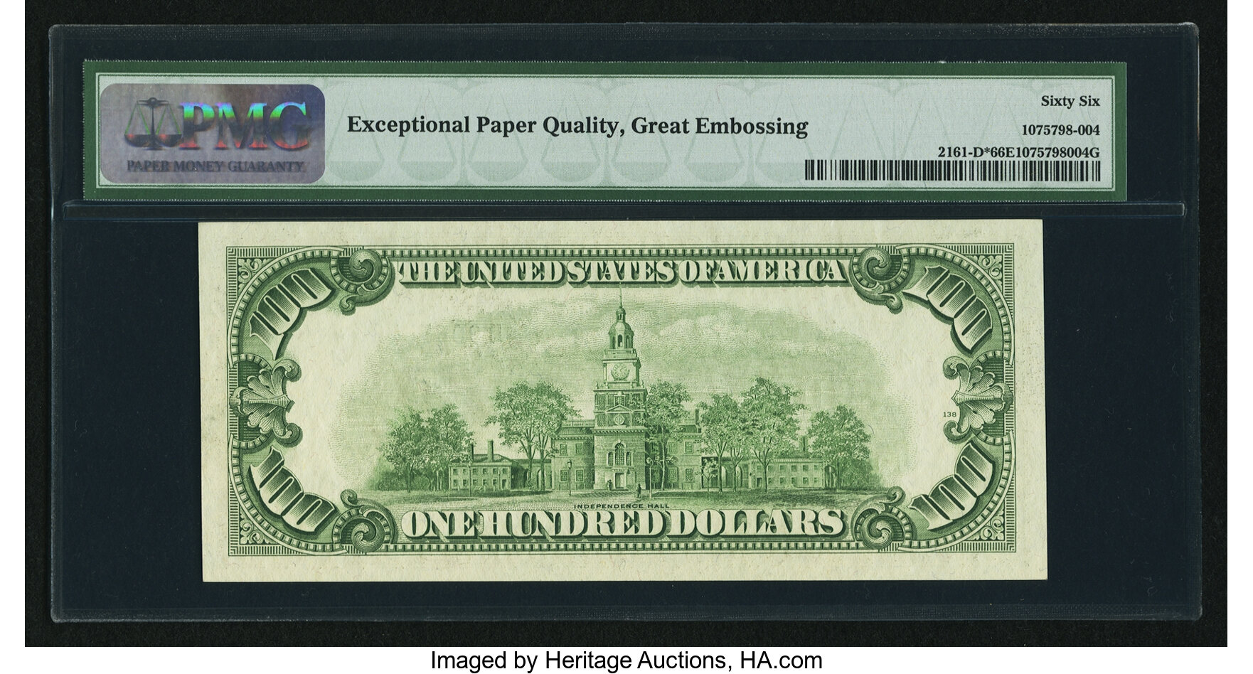 image for: Fr. 2161-D* $100 1950D Federal Reserve Note. PMG Gem Uncirculated 66 EPQ....