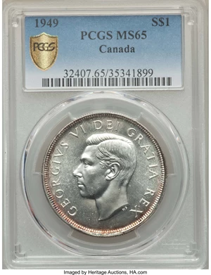 image for: George VI Dollar 1949 MS65 PCGS