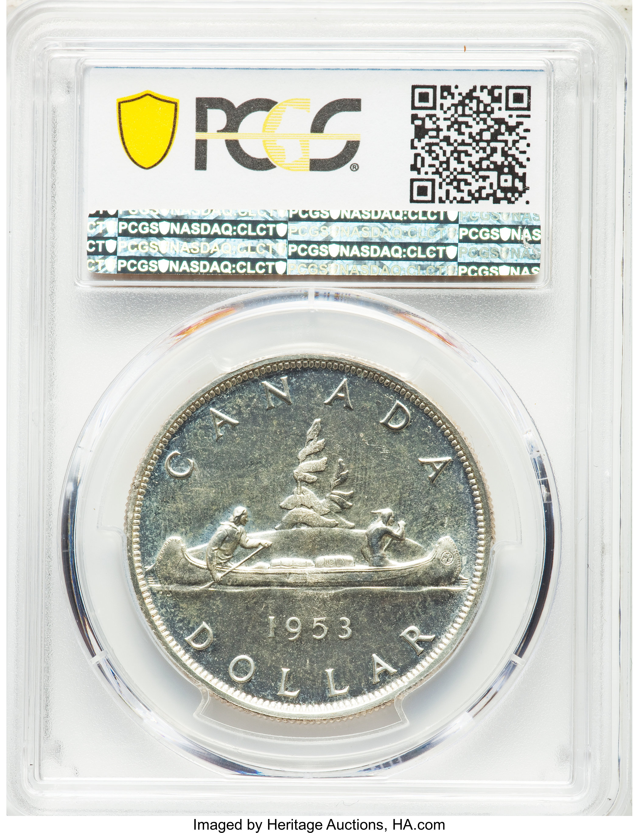 image for: Elizabeth II Prooflike "Shoulder Fold - Flat Rim" Dollar 1953 PL66 PCGS