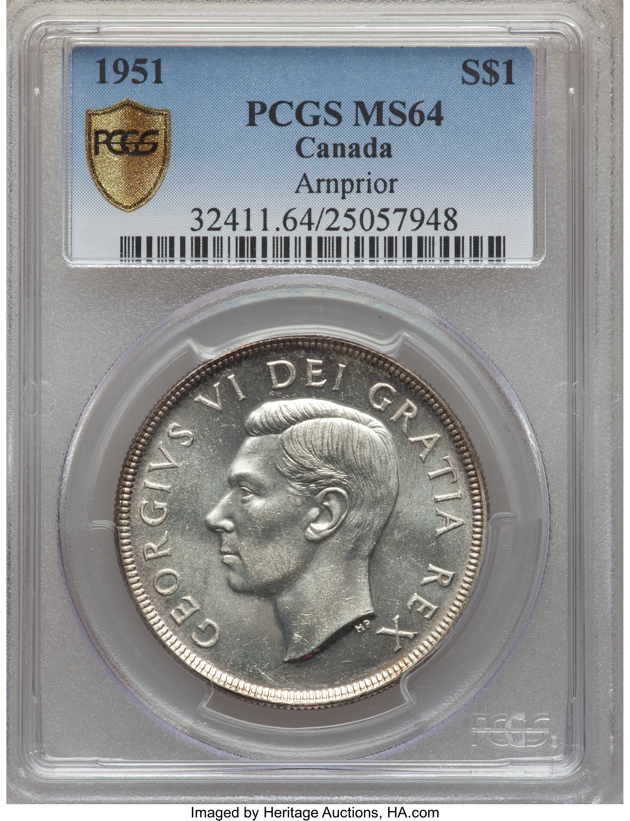 image for: George VI Dollar 1951 Arnprior MS64 PCGS