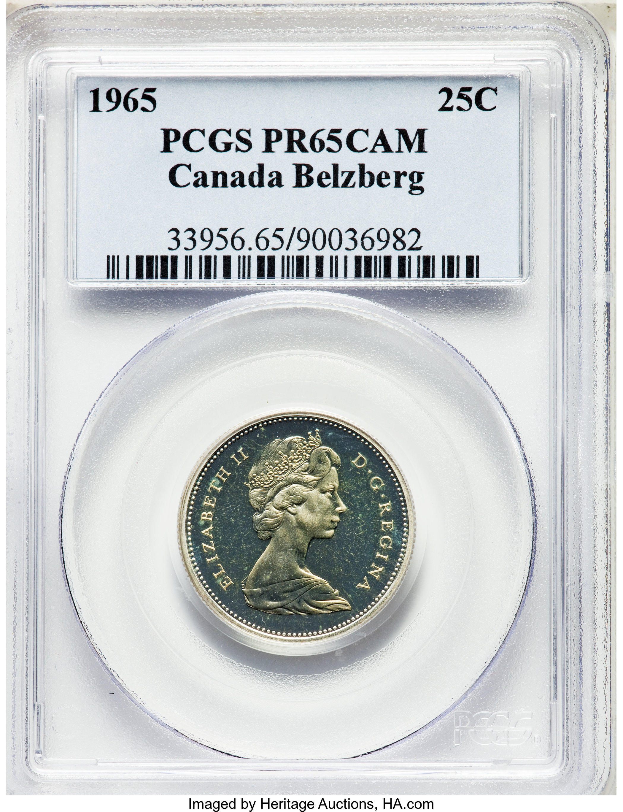 image for: Elizabeth II Proof 25 Cents 1965 PR65 Cameo PCGS