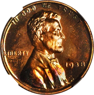 image for: 1938 Lincoln Cent. Proof-67 * RB (NGC).