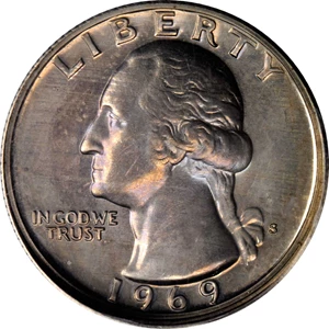 image for: 1969-S Washington Quarter--Mated Pair of Struck Together Coins--(PCGS).