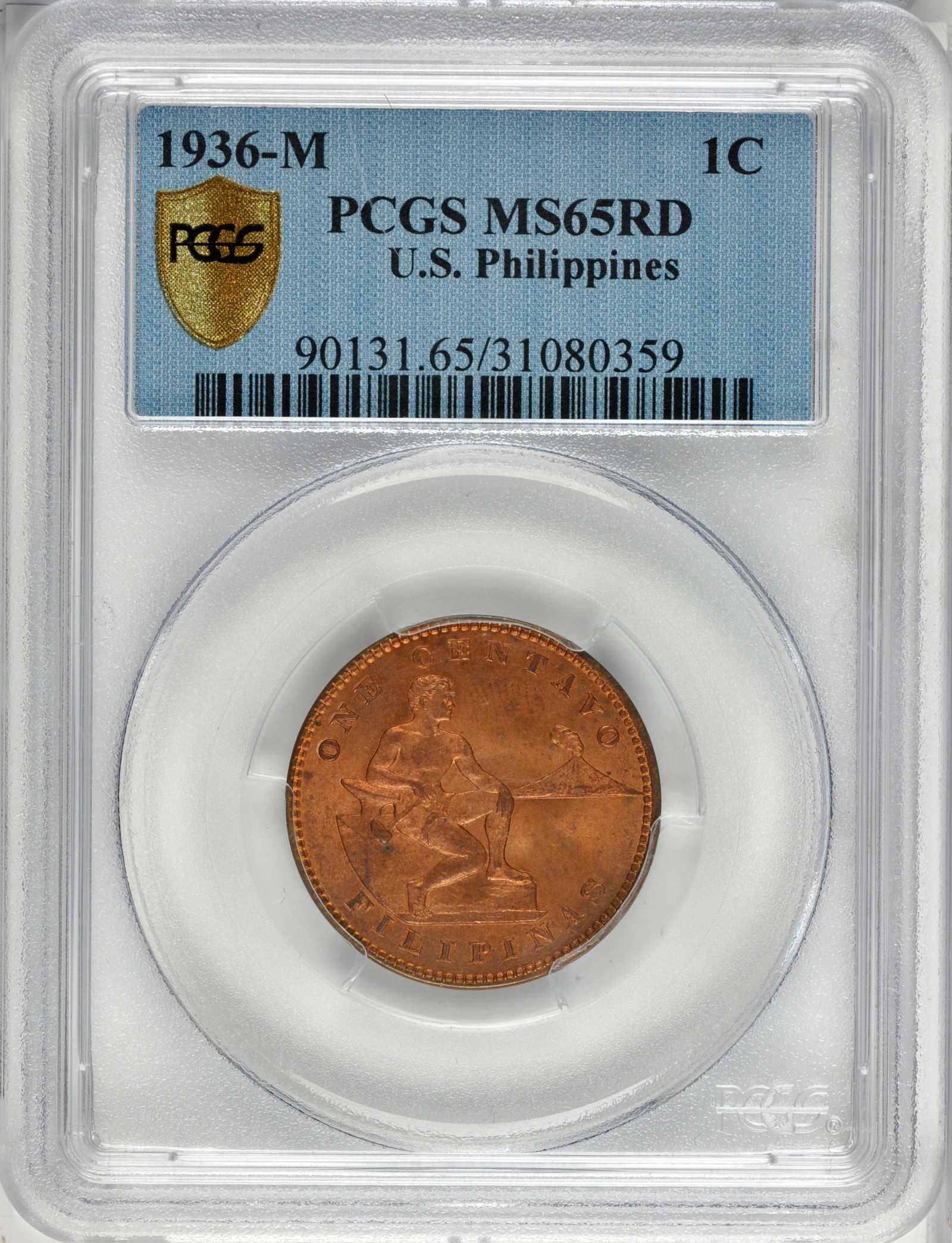 image for: 1936-M One Centavo. MS-65 RD (PCGS). Secure Holder.