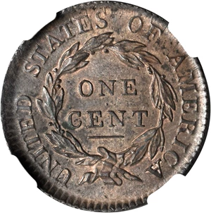 image for: 1817 Matron Head Cent. N-8. Rarity-2. Noyes Die State B/C. 13 Stars. MS-62 BN (NGC).