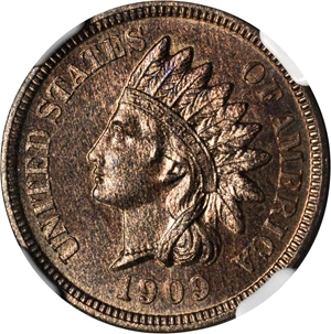 image for: 1909 Indian Cent. Proof-66 RB (NGC). CAC. Eagle Eye Photo Seal.