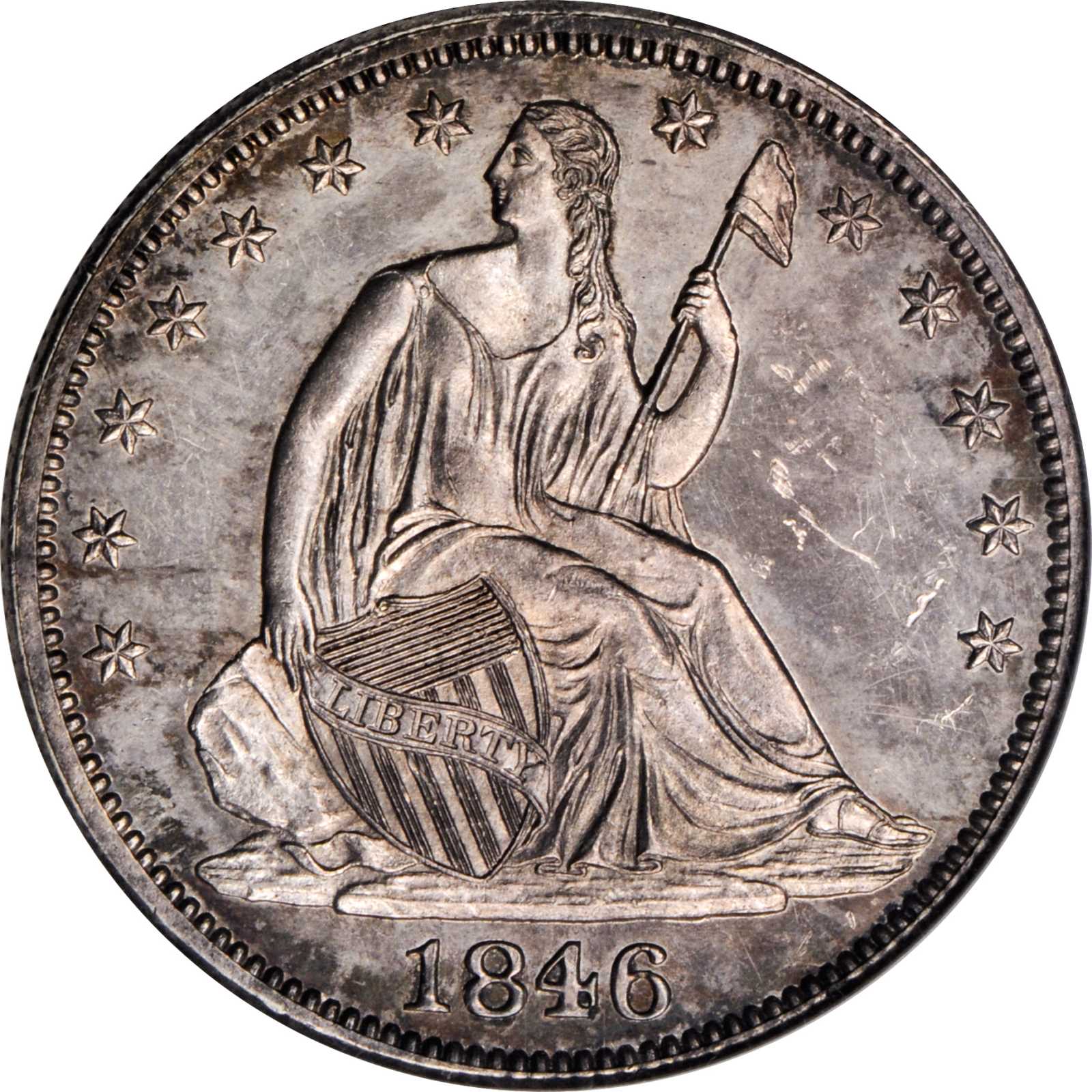 image for: 1846 Liberty Seated Half Dollar. WB-101. Medium Date. Proof-63 (NGC).