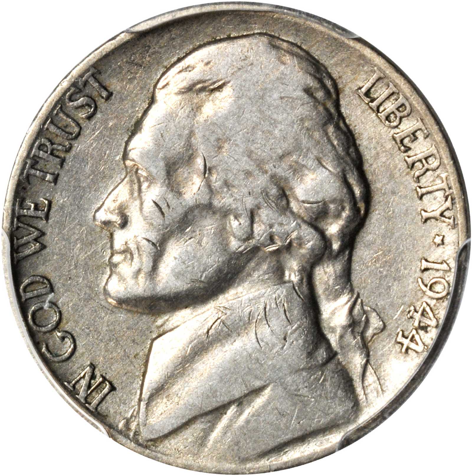 1944-P Jefferson Nickel--Struck on a Standard Nickel Planchet--VF-35 (PCGS). Secure Holder.