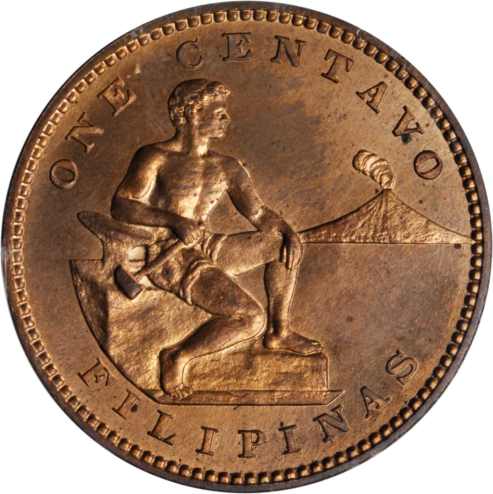 image for: 1908 One Centavo. Proof-65 RD (PCGS).