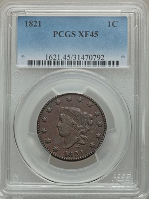 image for: 1821 1C N-1, R.1, XF45 PCGS....