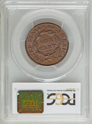 image for: 1828 1C Large Narrow Date, N-6, R.1, AU55 PCGS. PCGS Population (1/6). NGC Census: (3/6). Mintage: 2,260,624. ...