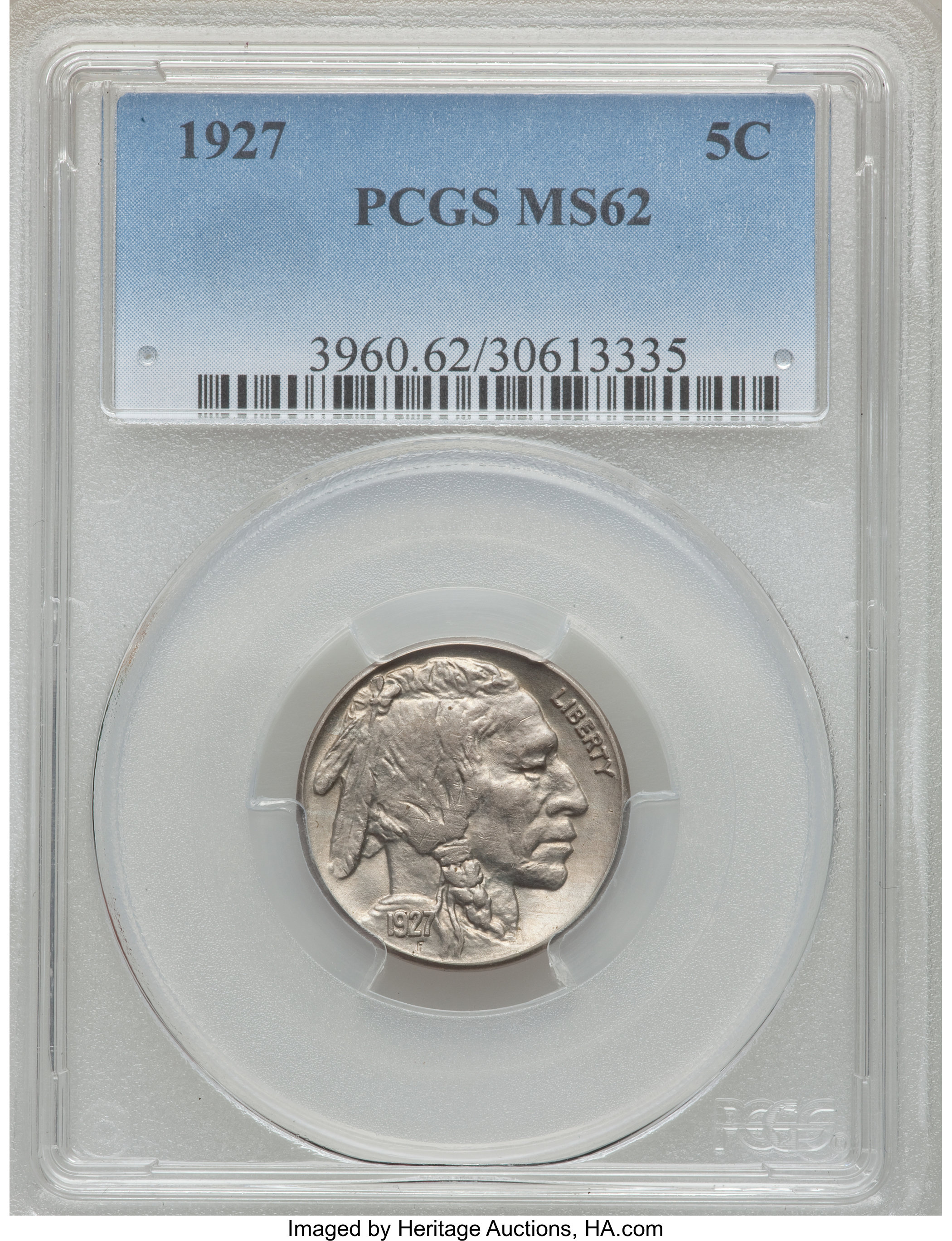 1927 5C MS62 PCGS. PCGS Population (29/1844). NGC Census: (54/902). Mintage: 37,981,000. Numismedia Wsl. Price for problem ...