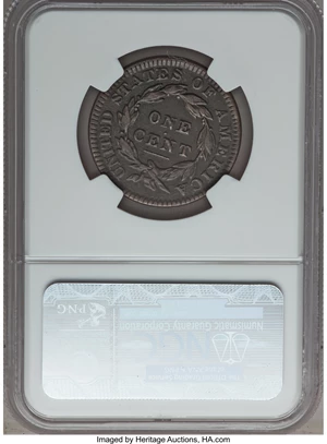 image for: 1834 1C Small 8, Large Stars, Medium Letters, N-2, R.1, VF30 NGC. NGC Census: (0/0). PCGS Population (1/11). ...