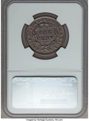 image for: 1839 1C Head of 1838, Beaded Cords, N-2, R.2, AU58 NGC. NGC Census: (4/9). PCGS Population (0/7). Mintage: 3,128,661. ...
