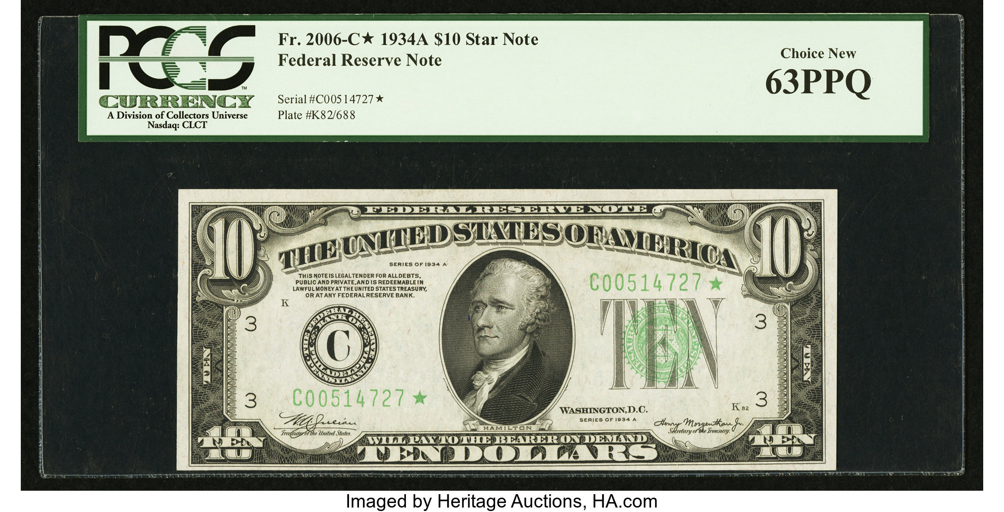 image for: Fr. 2006-C* $10 1934A Federal Reserve Note. PCGS Choice New 63PPQ....