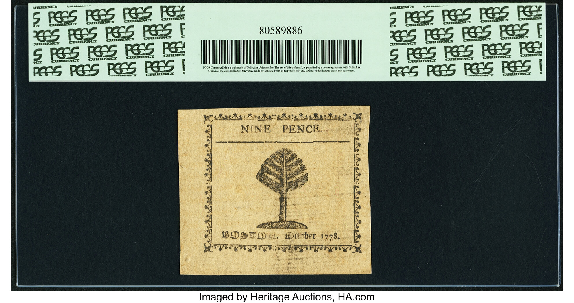 image for: Massachusetts October 16, 1778 9 Pence Fr. MA-259 PCGS Very Choice New 64PPQ....