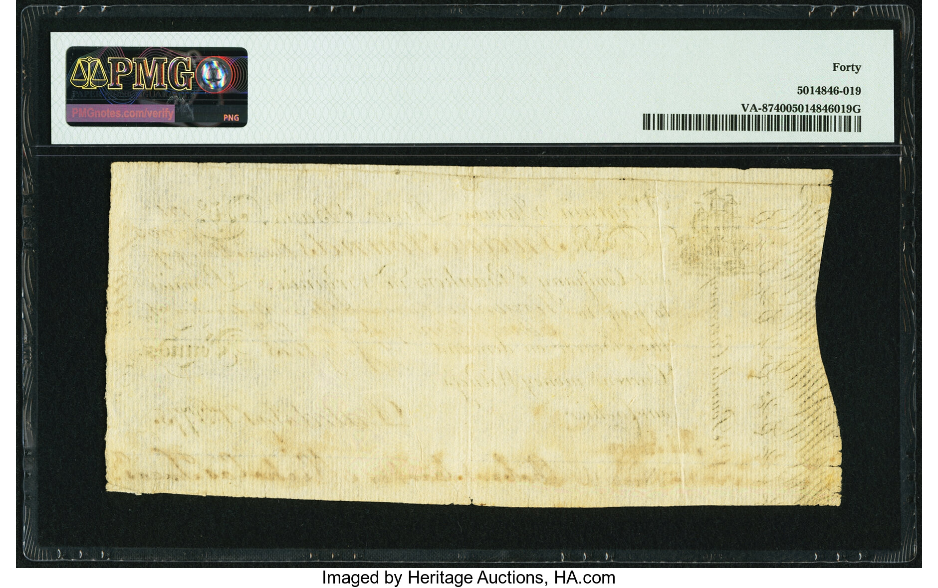 image for: Virginia September 1, 1775 12 Pounds James River Bank Form Fr. VA-87 PMG Extremely Fine 40. ...