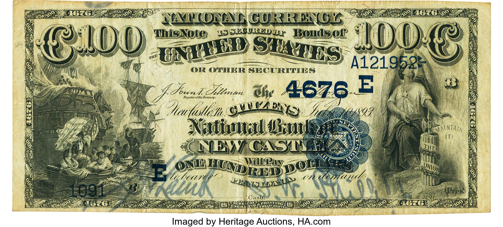 image for: New Castle, PA - $100 1882 Date Back Fr. 568 The Citizens National Bank Ch. # (E)4676 PMG Very Fine 25....
