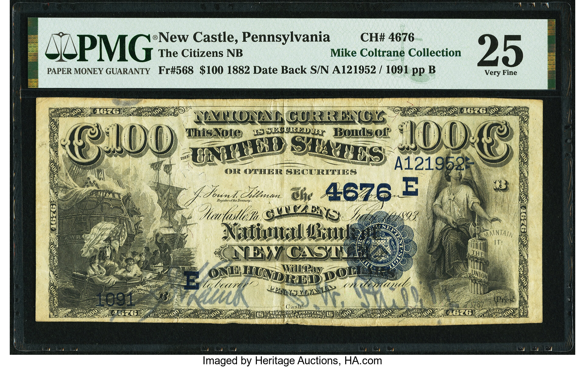 image for: New Castle, PA - $100 1882 Date Back Fr. 568 The Citizens National Bank Ch. # (E)4676 PMG Very Fine 25....
