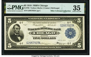 image for: Fr. 795 $5 1918 Federal Reserve Bank Note PMG Choice Very Fine 35....