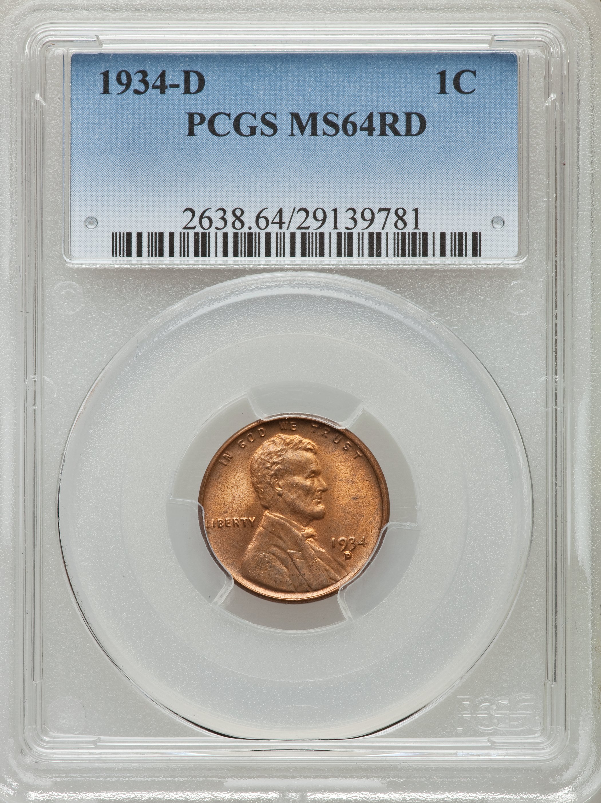 1934-D 1C MS64 Red PCGS. PCGS Population (492/1362). NGC Census: (135/561). Mintage: 28,446,000. Numismedia Wsl. Price for ...