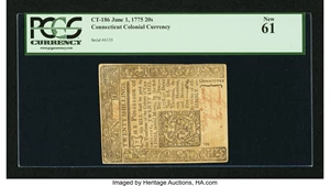 image for: Connecticut June 1, 1775 20s PCGS New 61....