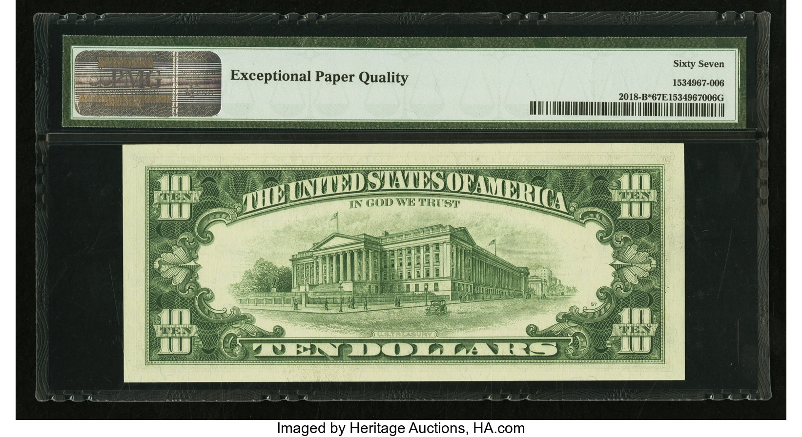 image for: Fr. 2018-B* $10 1969 Federal Reserve Star Note. PMG Superb Gem Unc 67 EPQ....
