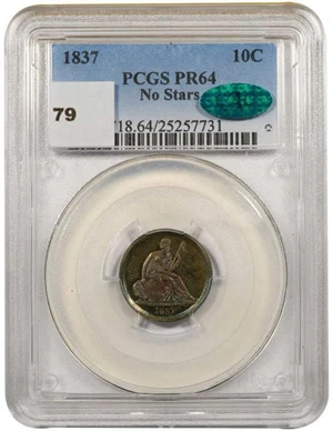 image for: 10C 1837 NO STARS PCGS PR64 CAC