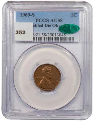 image for: 1C 1969/69-S DOUBLED DIE OBVERSE PCGS AU58BN CAC