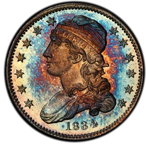 image for: 1834 Capped Bust Quarter. Browning-2. Rarity-7 as a Proof. Proof-67 CAM (PCGS).