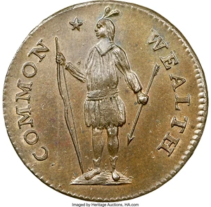 image for: 1787 1C Massachusetts Cent, Arrows in Left Talon, Ryder 3-G, W-6090, R.3, MS66 Brown NGC. CAC....