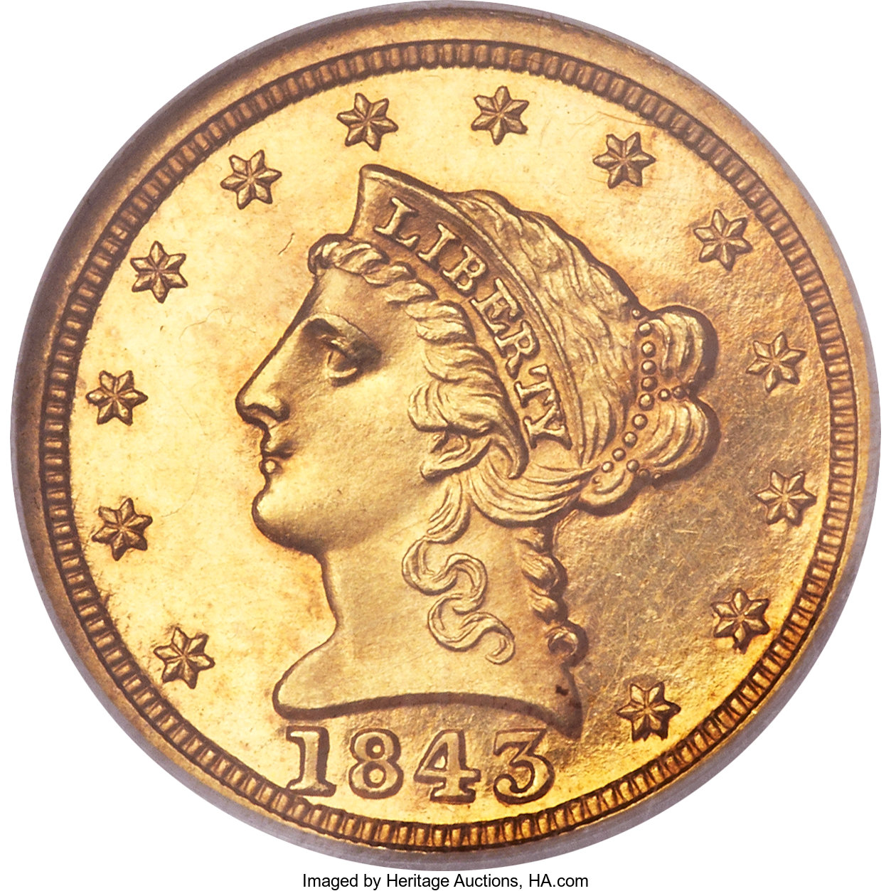 image for: 1843 $2 1/2 PR63 Cameo NGC....