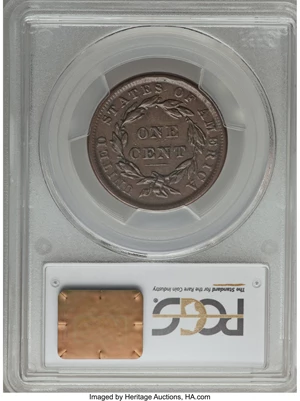 image for: 1839 1C Silly Head, N-9, R.2, AU53 PCGS. PCGS Population (1/8). NGC Census: (0/16). Mintage: 3,128,661. ...