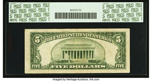 image for: Fr. 1959-D* $5 1934C Wide Federal Reserve Star Note. PCGS Very Fine 30....