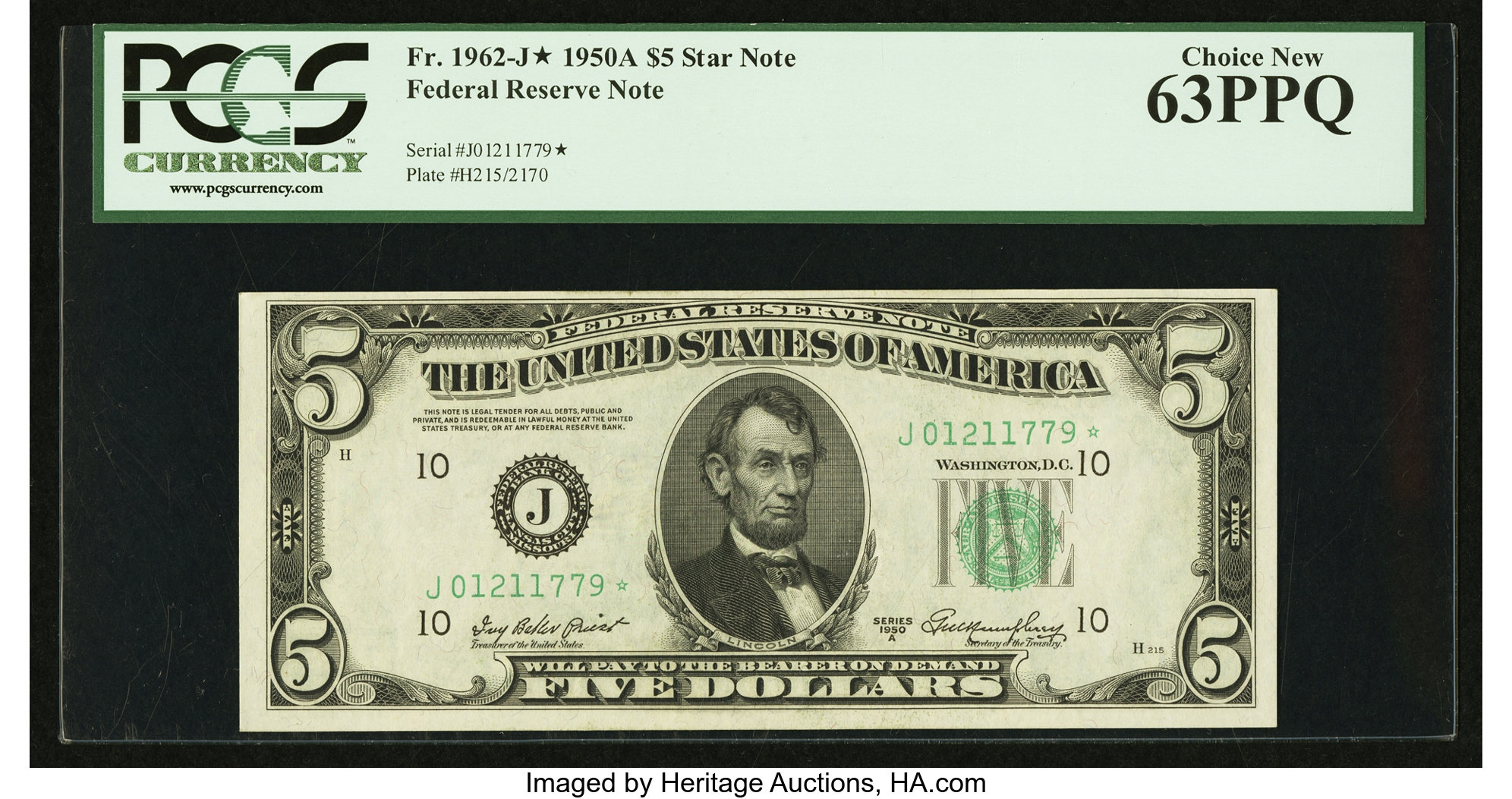 1950A $5 Replacement, Kansas City (Fr. 1962J*)