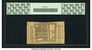 image for: New York August 25, 1774 (Water Works) 1s PCGS Choice About New 55....