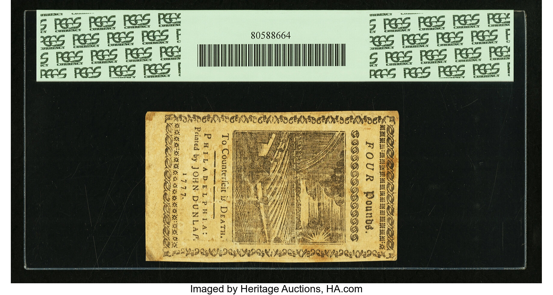 image for: Pennsylvania April 10, 1777 £4 PCGS Apparent About New 50....