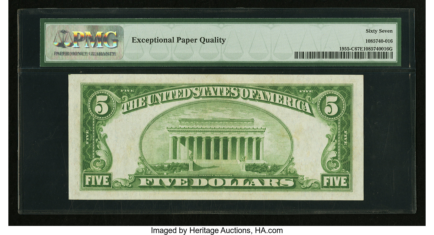 image for: Fr. 1955-C $5 1934 Light Green Seal Federal Reserve Note. PMG Superb Gem Unc 67 EPQ....