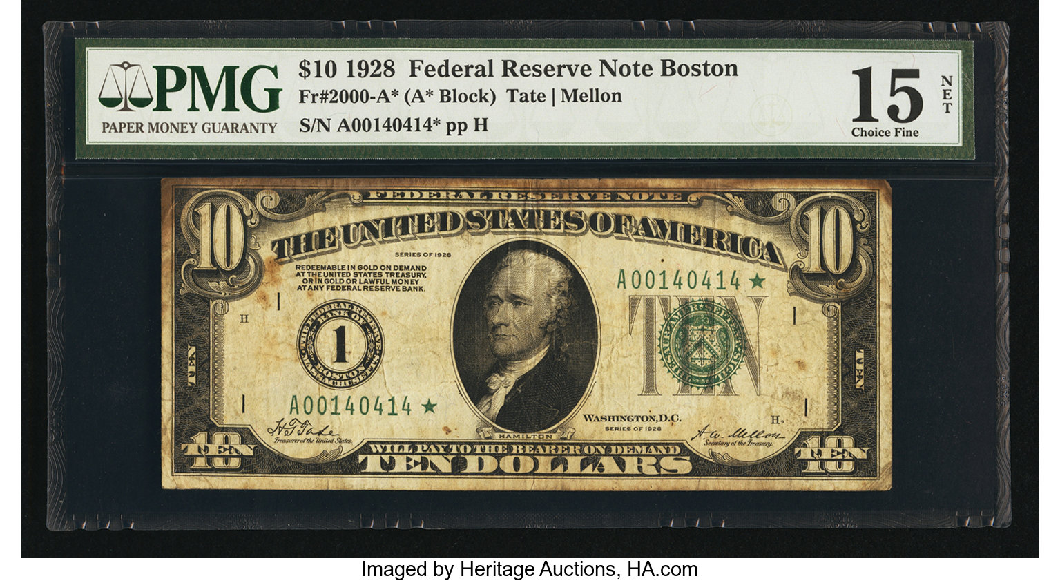 image for: Fr. 2000-A* $10 1928 Federal Reserve Note. PMG Choice Fine 15 Net....