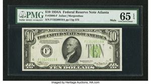 image for: Fr. 2006-F $10 1934A Mule Federal Reserve Note. PMG Gem Uncirculated 65 EPQ....