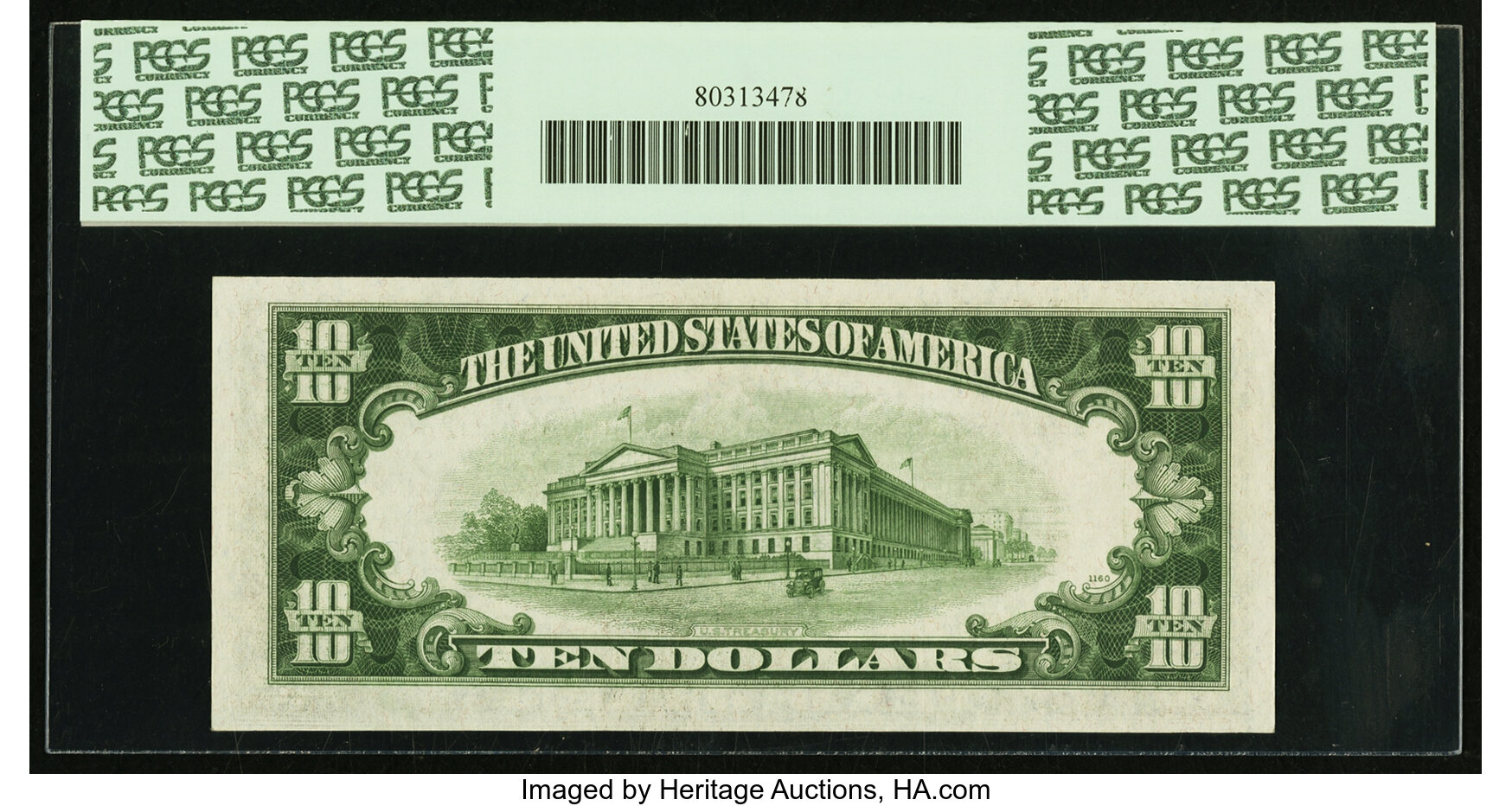 image for: Fr. 2008-B* $10 1934C Wide Federal Reserve Note. PCGS Gem New 65PPQ....