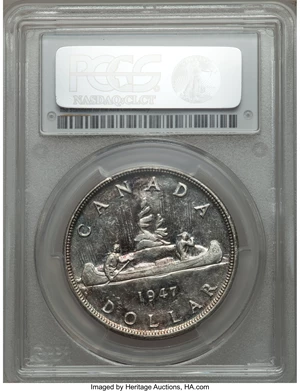 image for: George VI Dollar 1947 Blunt 7 MS62 PCGS