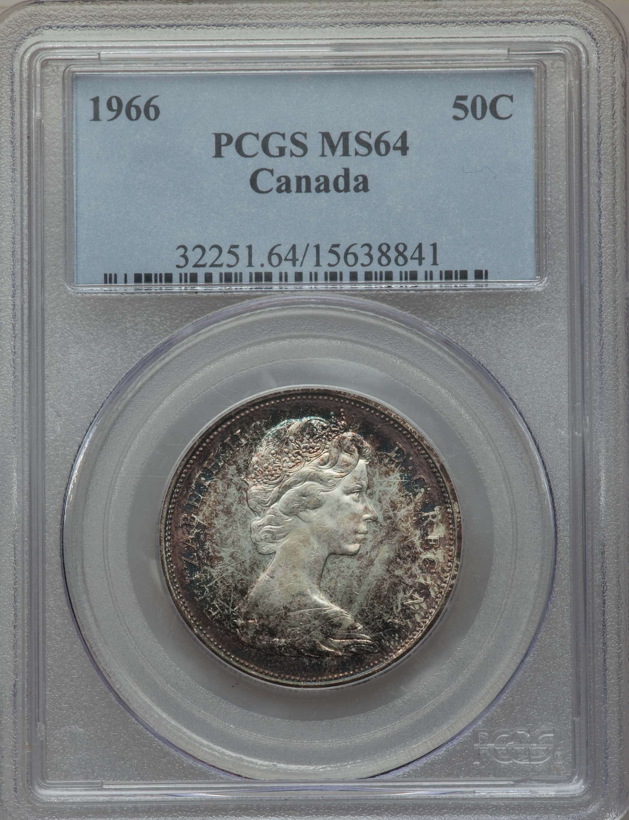 image for: Elizabeth II 50 Cents 1966 MS64 PCGS