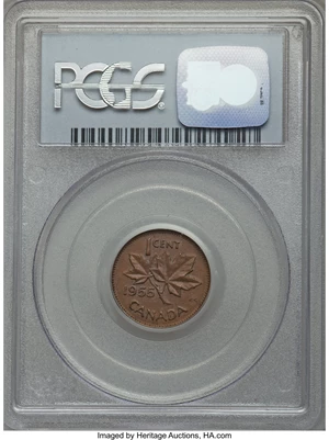 image for: Elizabeth II Cent 1955 No Strap AU58 PCGS
